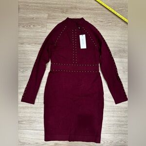 Brand New with Tags Karen Millen Body Con burgundy knit dress, M